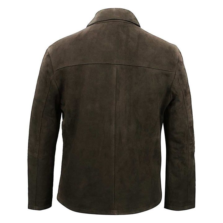 Saint Aris Chocolate Suede Leather Men's Jacket With Collars