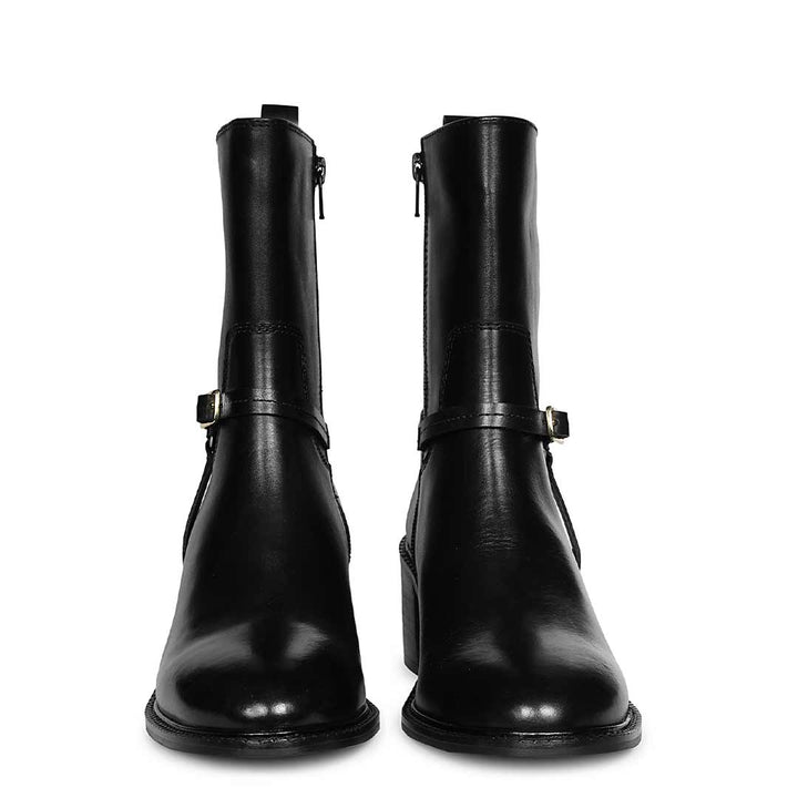 Saint Adele O- Ring Black Leather High Ankle Boots