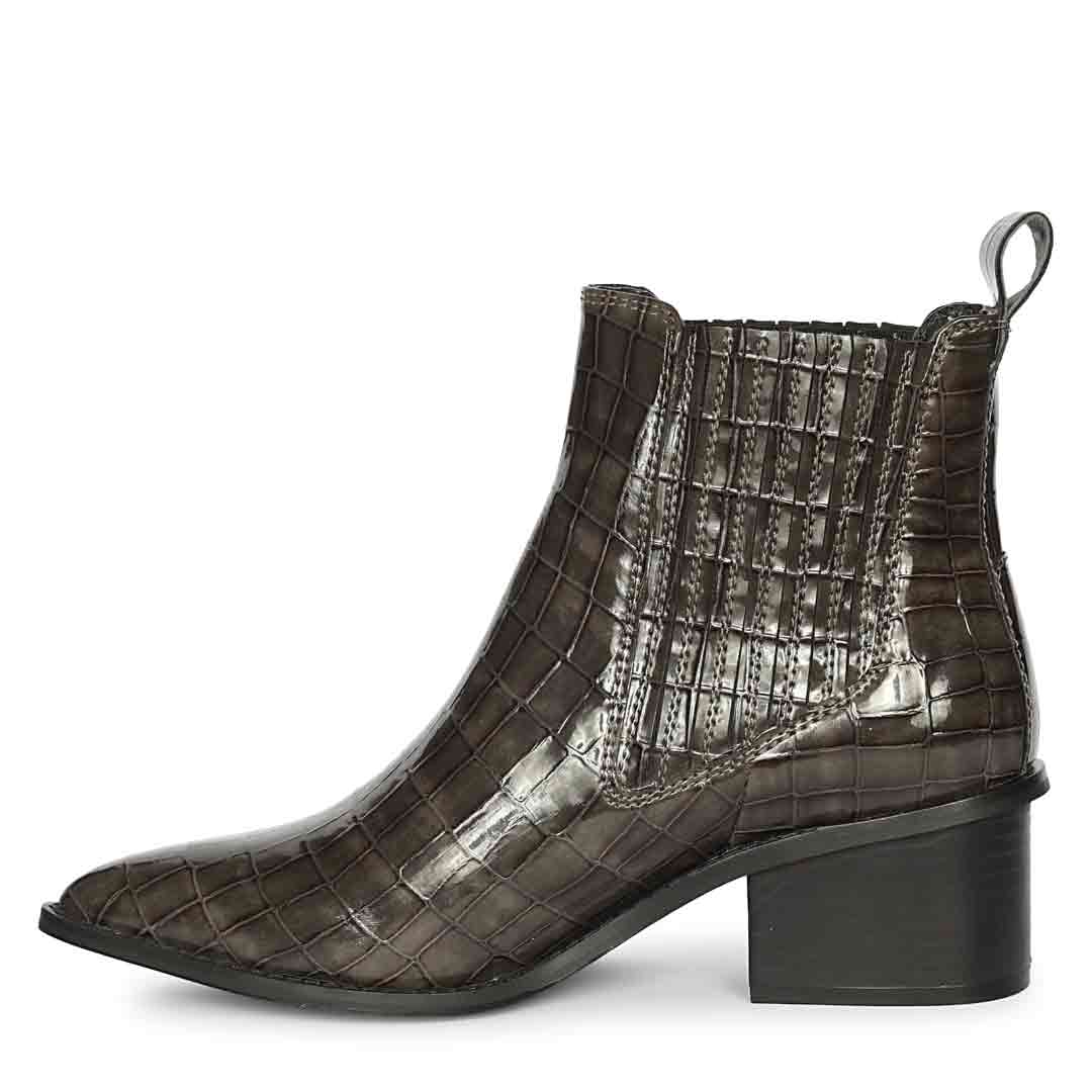 Saint Snake Gray Leather Ankle boots