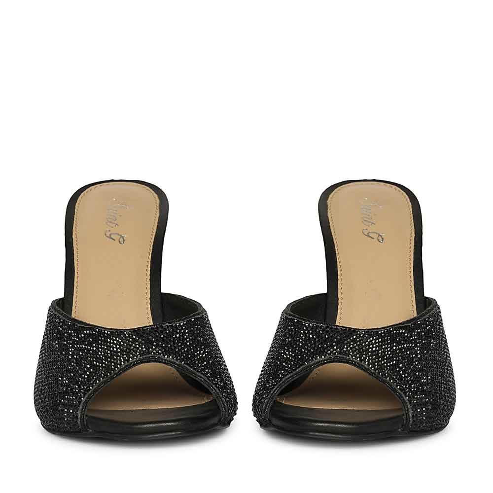 Saint Estrella Black Crystal Stiletto Heels