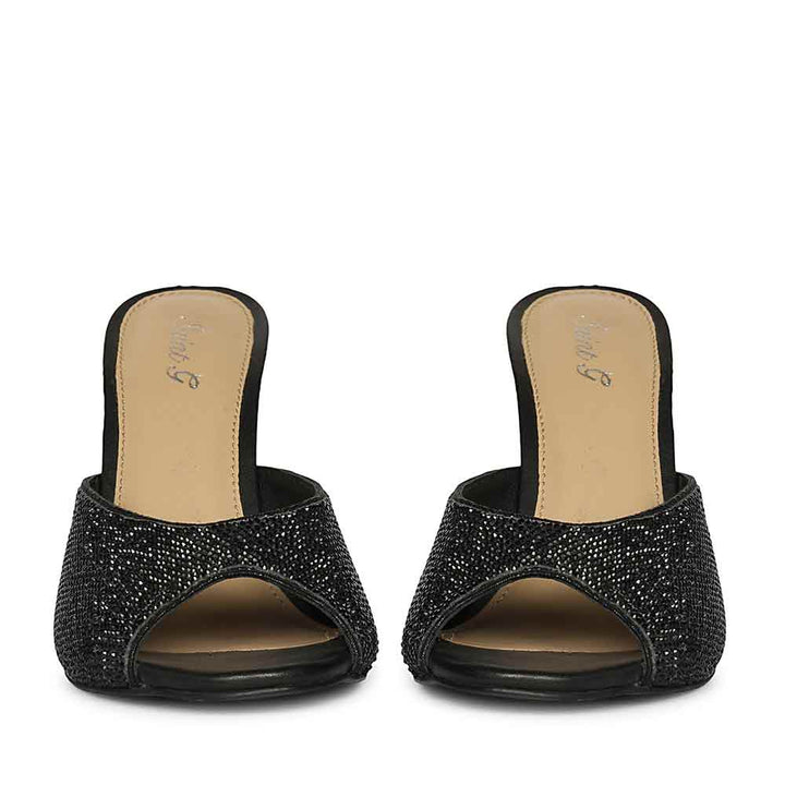 Saint Estrella Black Crystal Stiletto Heels
