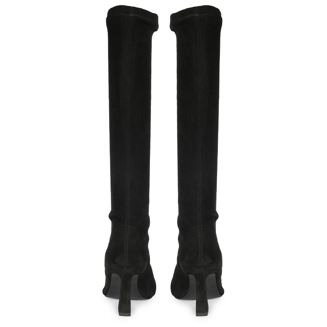 Saint Maren Black Stretch Suede Knee High Long Boots