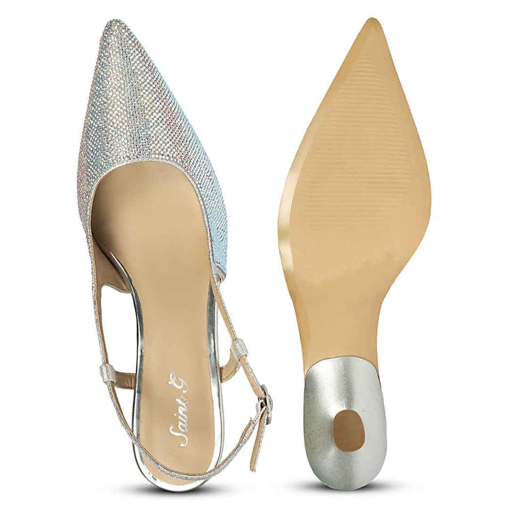 Saint Trinity Crystal Glimmer Silver Leather Pumps