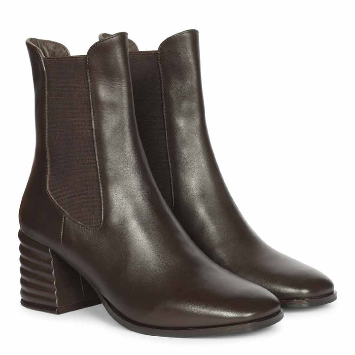Saint Reagan Brown Distressed Leather  High Ankle Boots