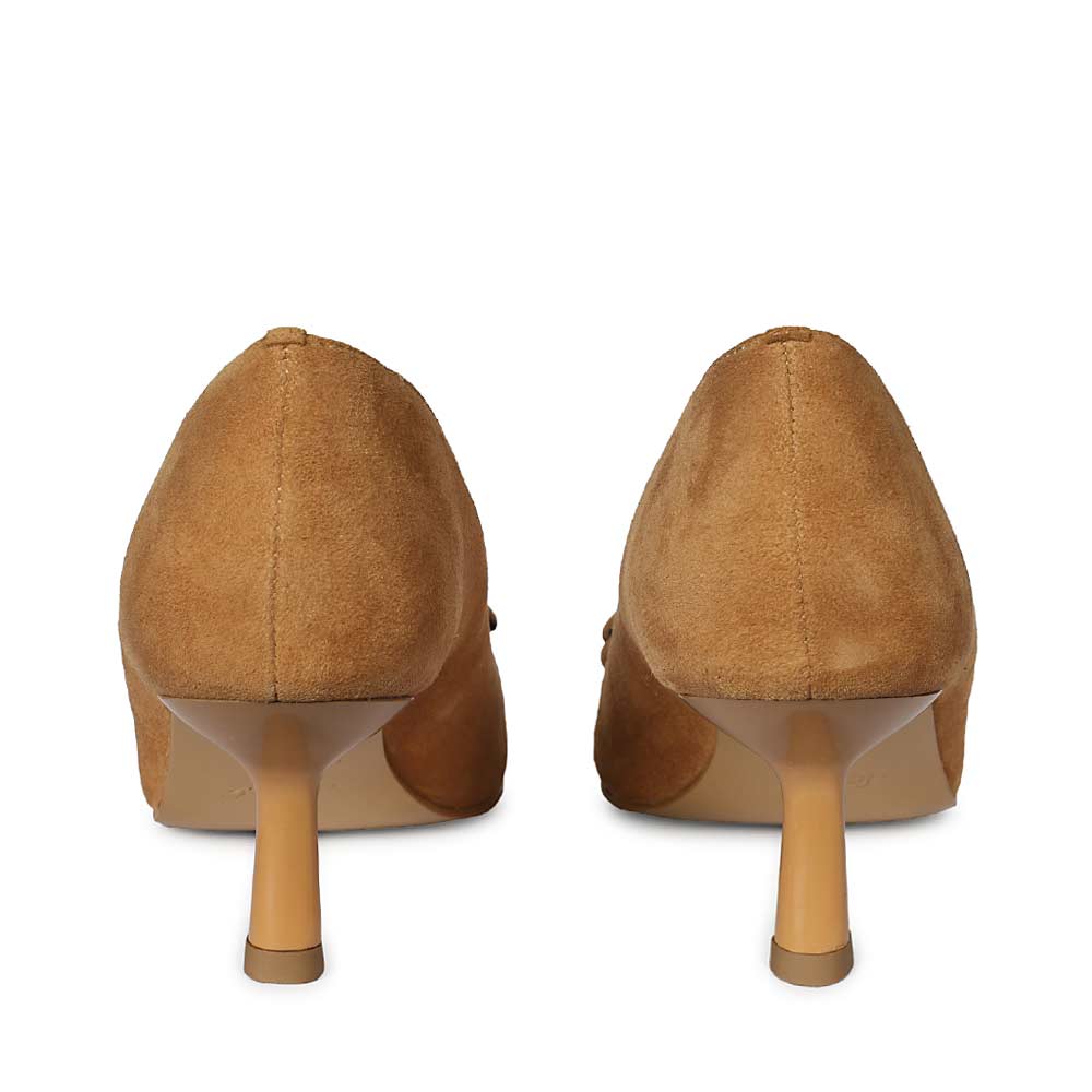 Saint Cora Tan Rose Embellished Leather Pumps