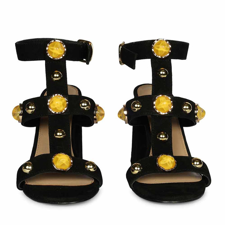 Saint Hope Studded Black Suede Block Heels