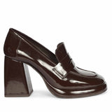 Saint Belen Choco Brown Crinkle Patent Moccasins
