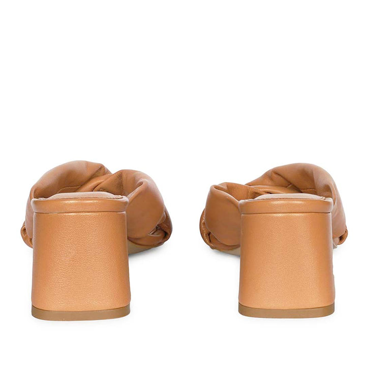 Saint Athena Tan Glove Leather Block Heels