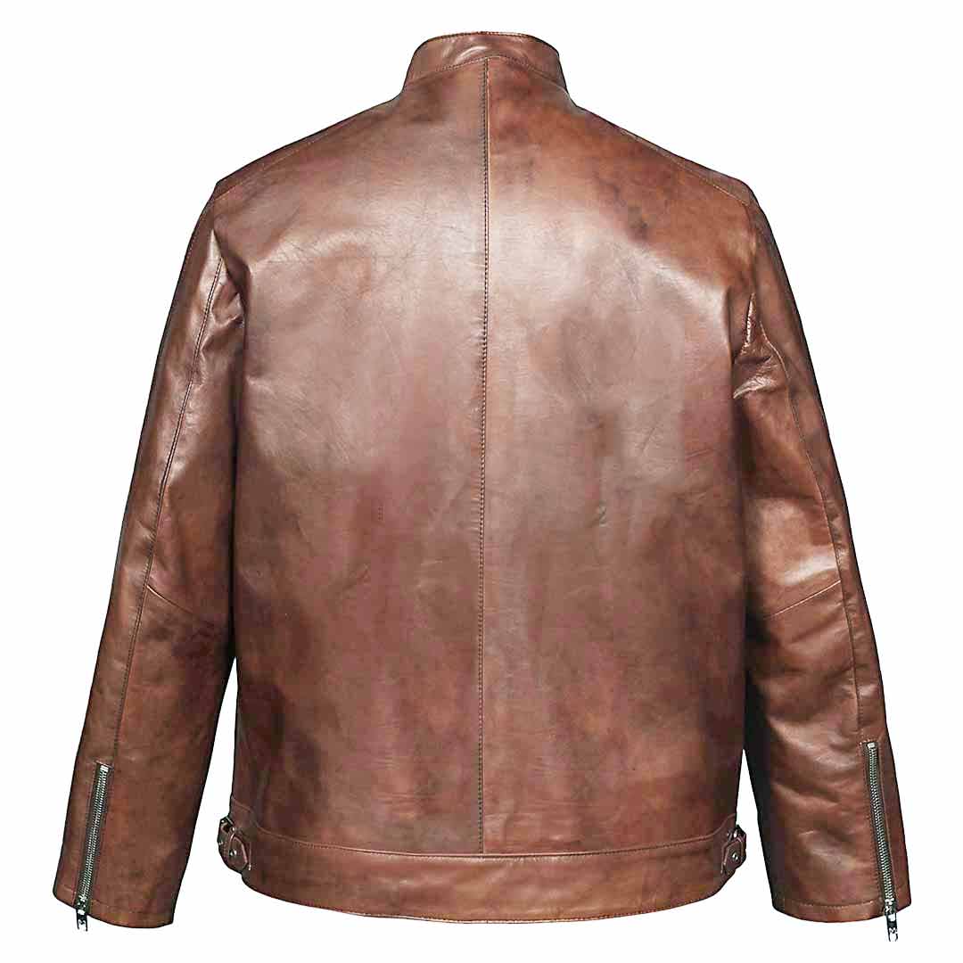 Saint Ellis Burgundy Leather Men's Cafe Racer Jackets