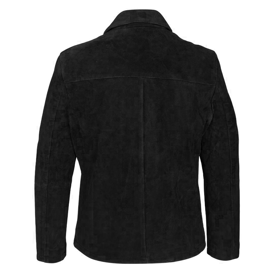 Saint Aris Black Suede Leather Men's Jacket With Collars