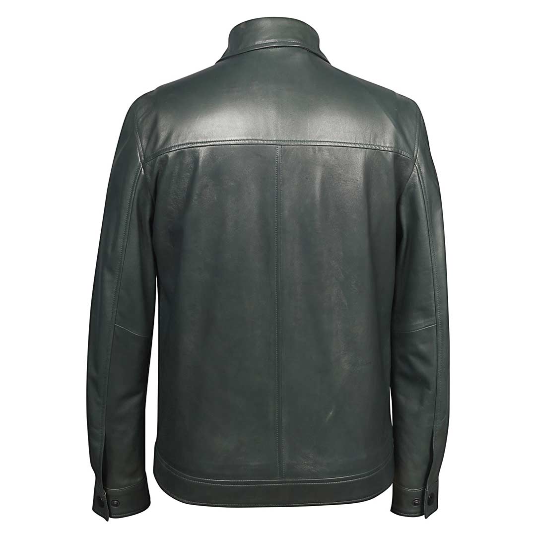 Saint Gerardo Green Leather Men's Jacket With Collars