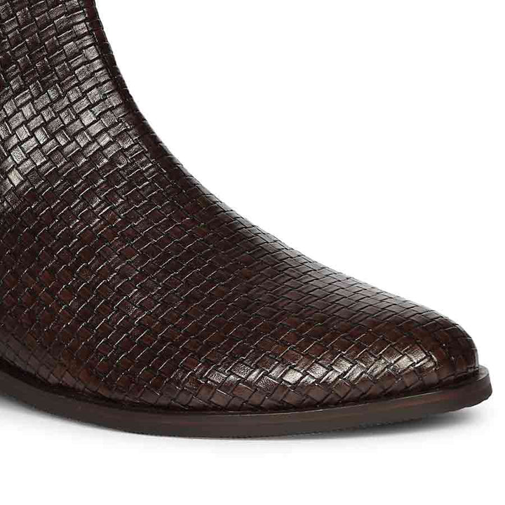 Saint Amara Woven Embossed Chelsea Leather Boots