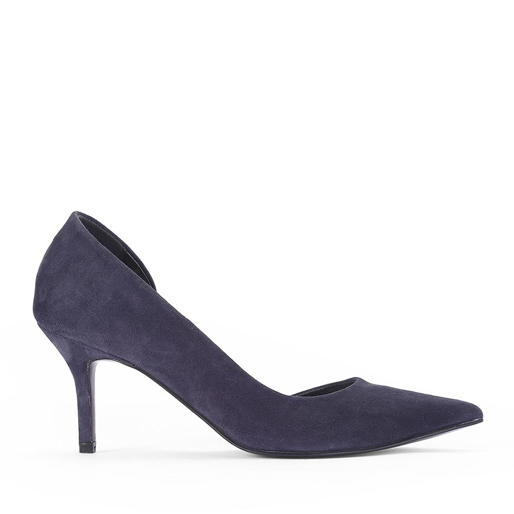 Saint Layla D’Orsay Cut Navy Suede Leather Pumps