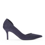 Saint Layla D’Orsay Cut Navy Suede Leather Pumps