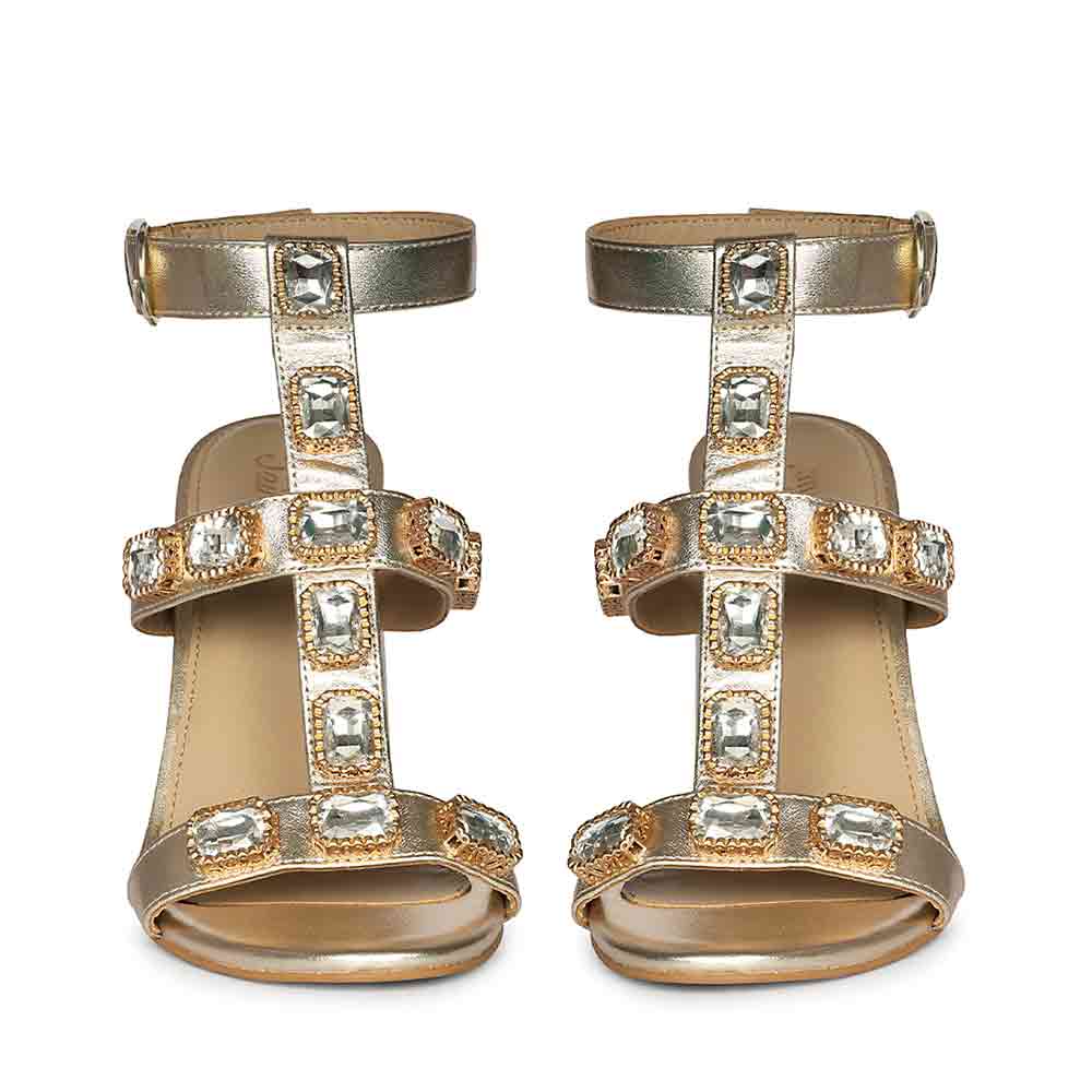 Saint Shirley Stone Embellished Cipra Leather Block Heels