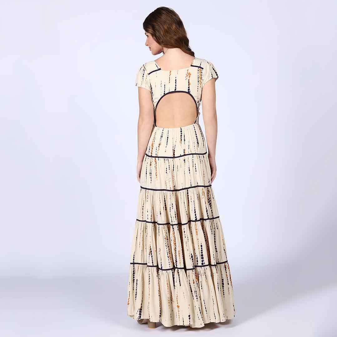 Saint Celeste Ivory Tiered Viscose Maxi Dress