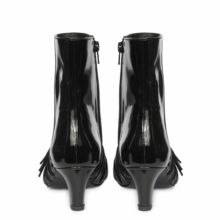 Saint Chloé Black Print Leather Kitten Heel Ankle Boots
