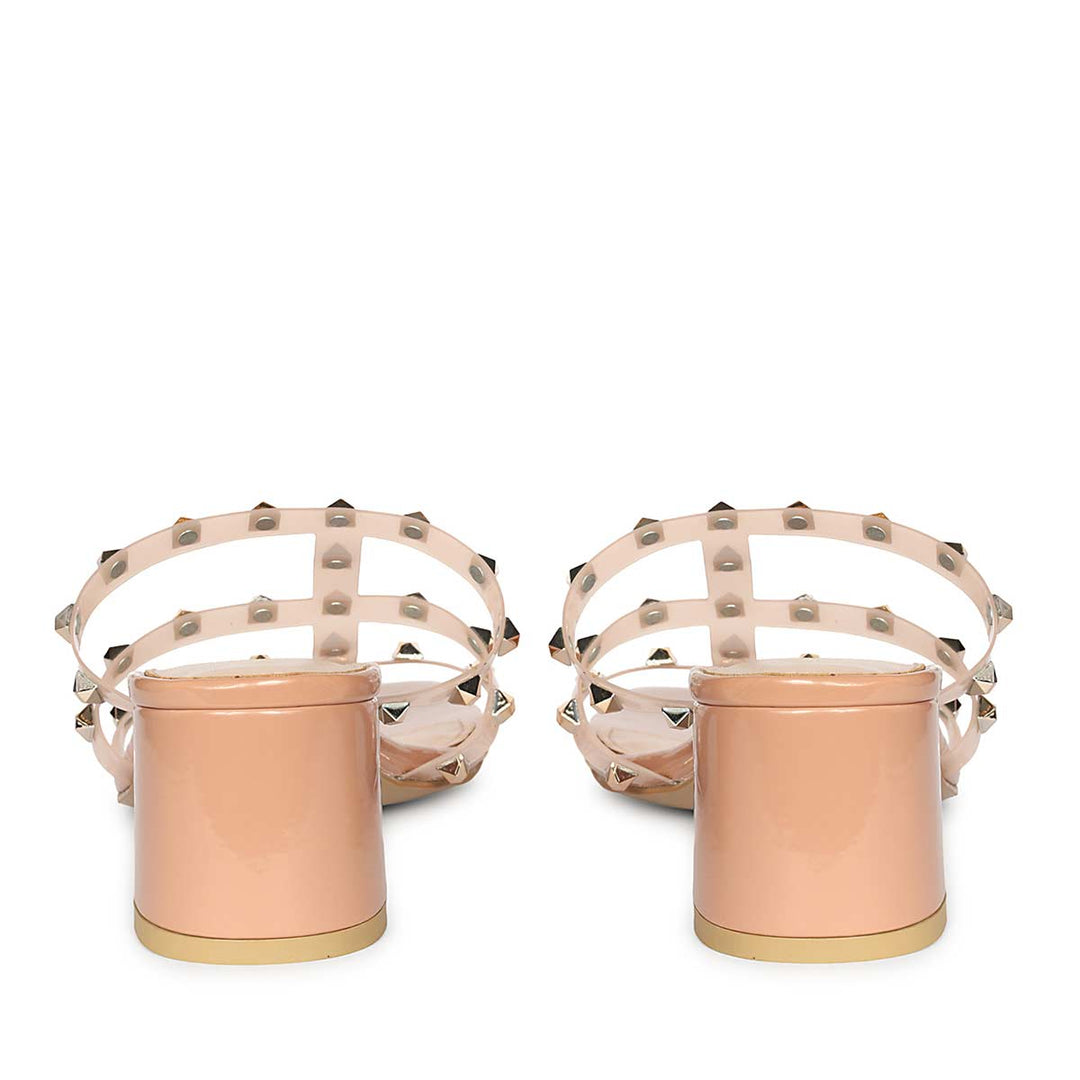 Saint Novara Metal Studded Blush Vegan Leather Heels