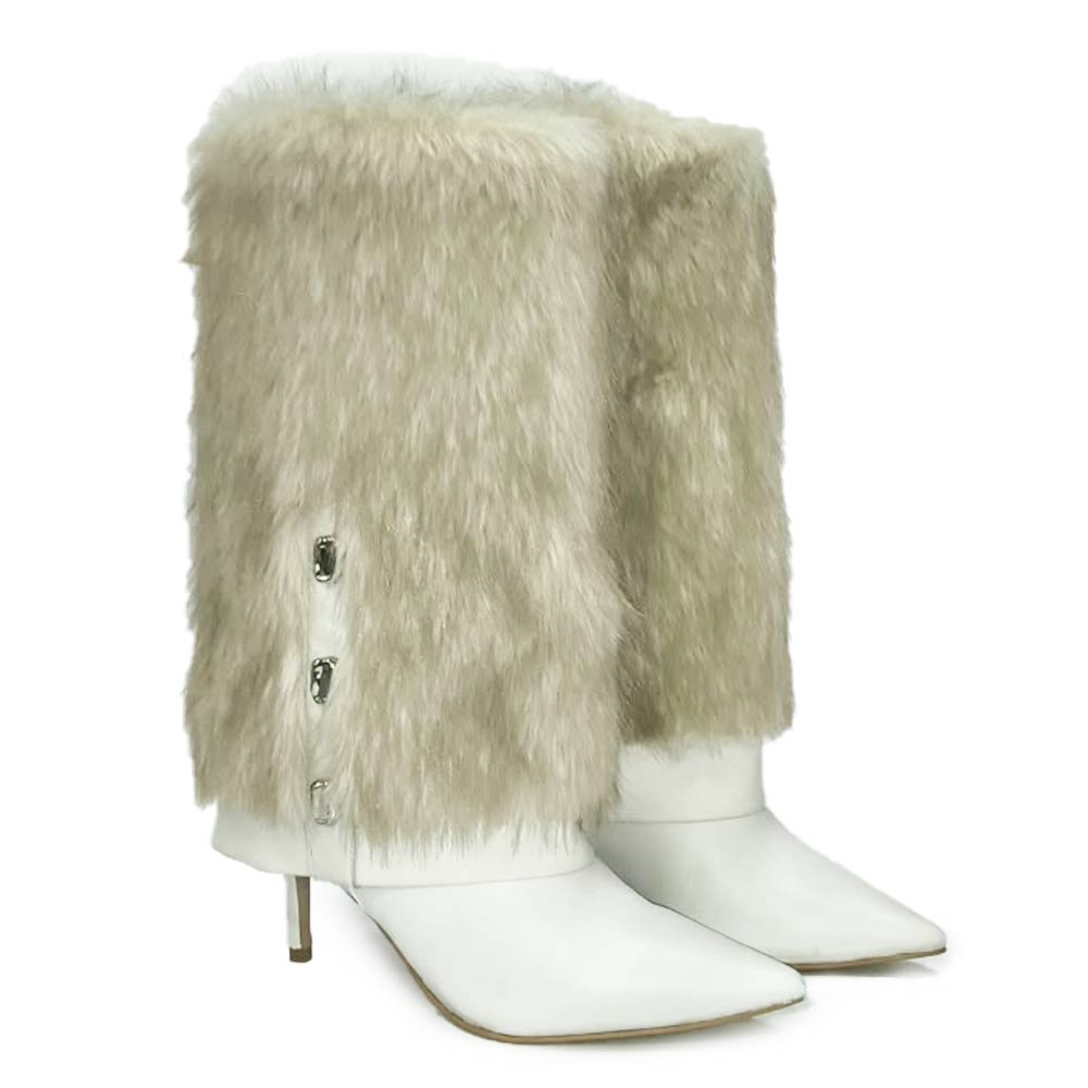 Saint Cloud Fur Cuff Leather Calf Boots