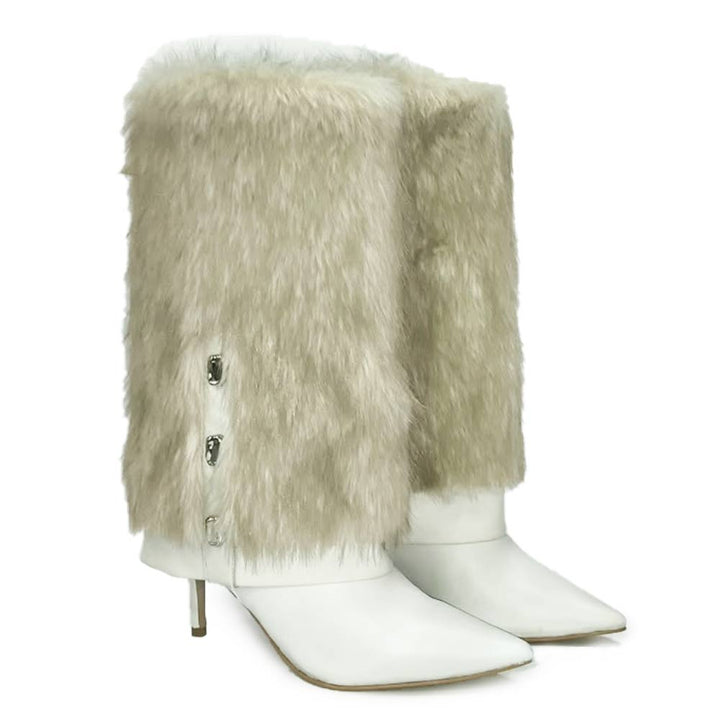 Saint Cloud Fur Cuff Leather Calf Boots