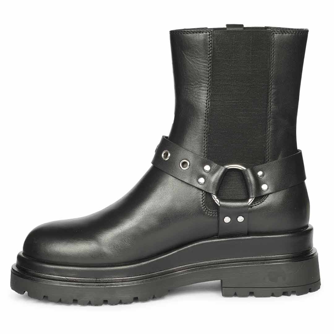 Saint Allison Black Leather High Ankle Boots
