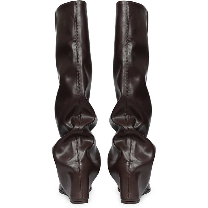 Saint Brown Leather Wedge Long Boots