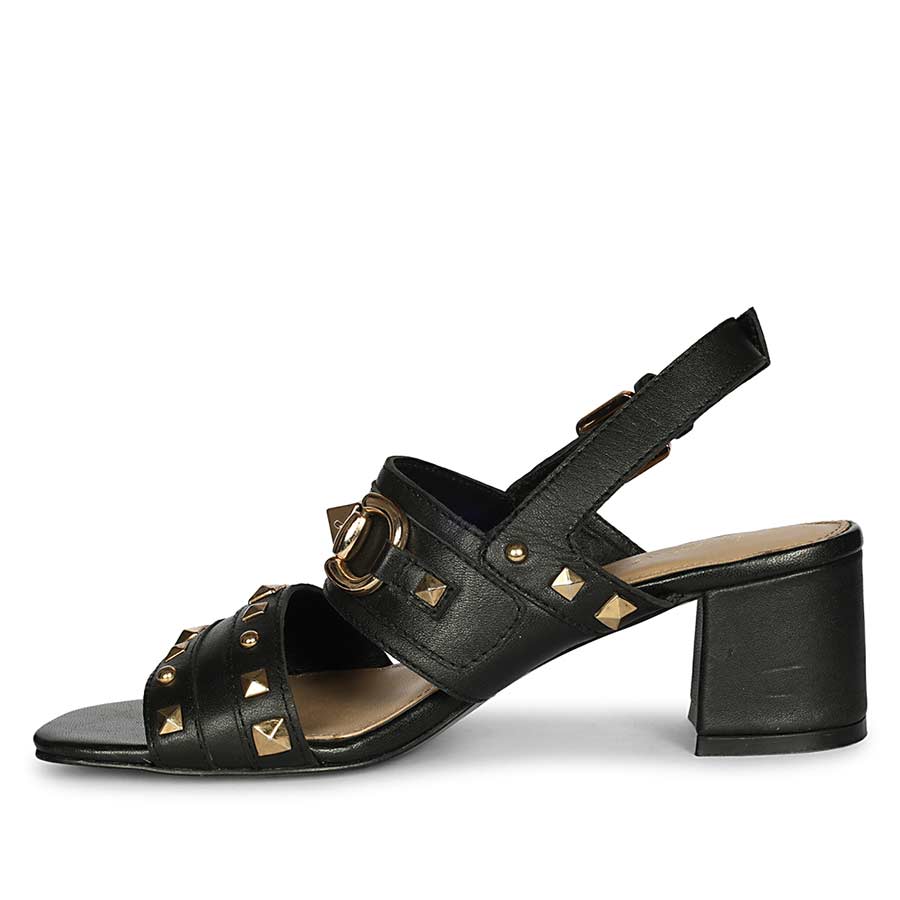 Saint Mabel Embellished Black Leather Heels