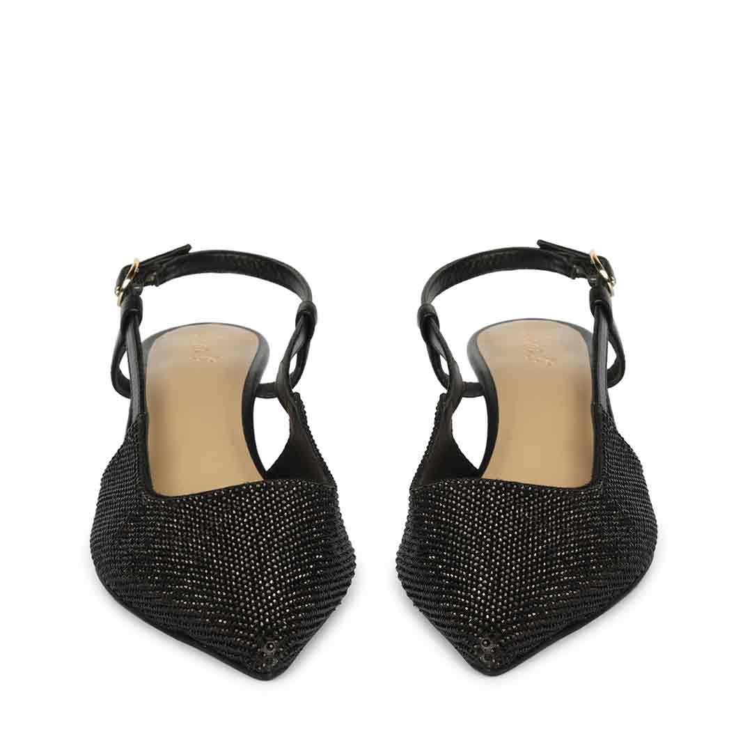 Saint Trinity Crystal Glimmer Black Leather Pumps