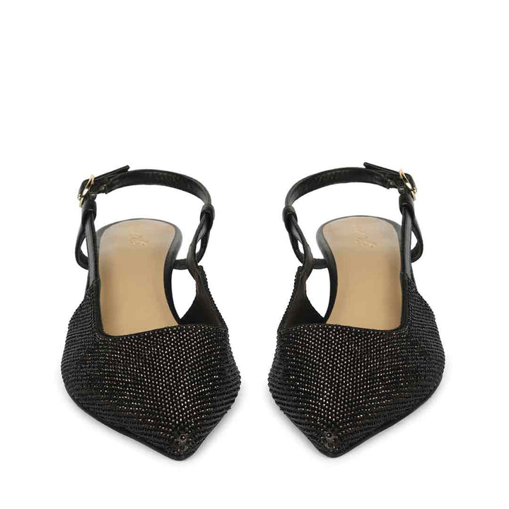 Saint Trinity Crystal Glimmer Black Leather Pumps