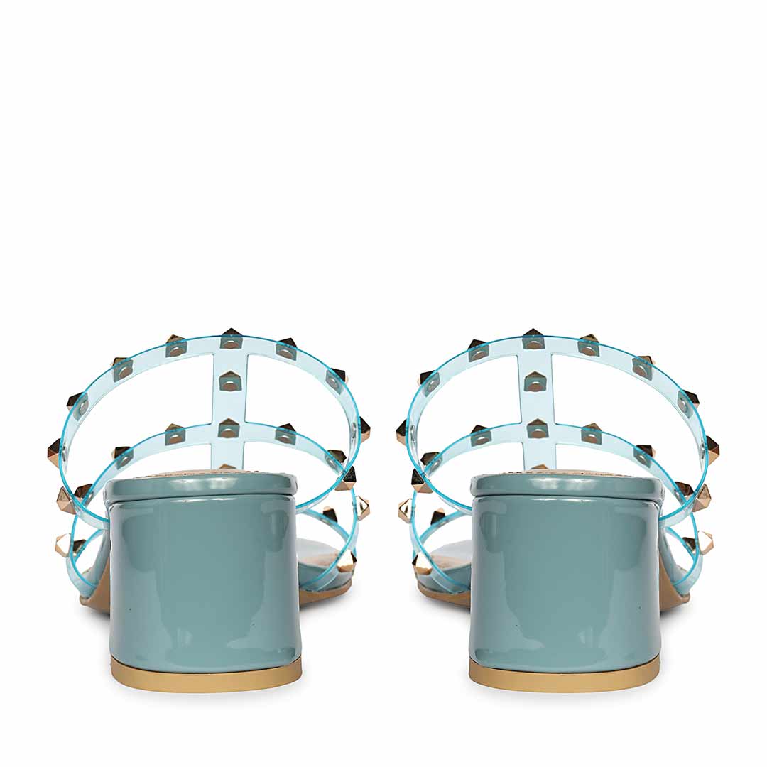 Saint Mavis Gold Studs Blue Block Heels