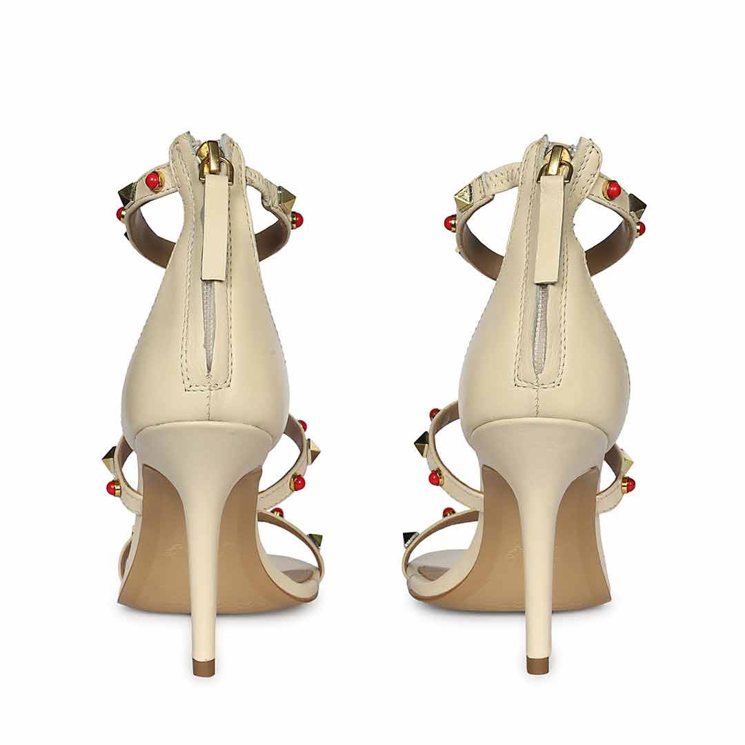 Saint Juniper Studded Off-White Leather Stilettos