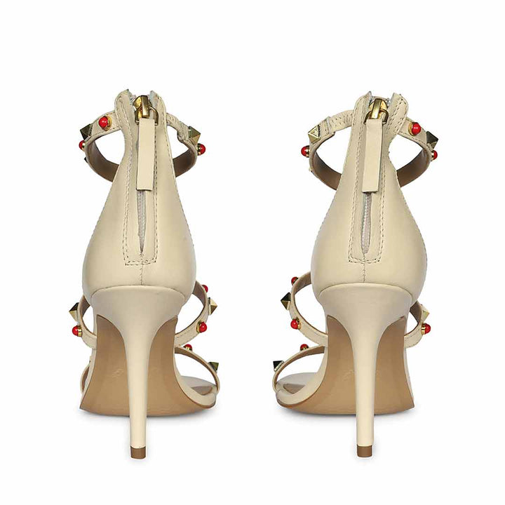 Saint Juniper Studded Off-White Leather Stilettos