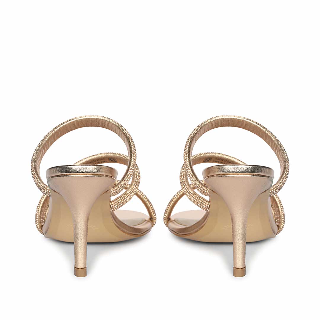Saint Layla Crystal Cord Rose  Gold Leather Stilettos
