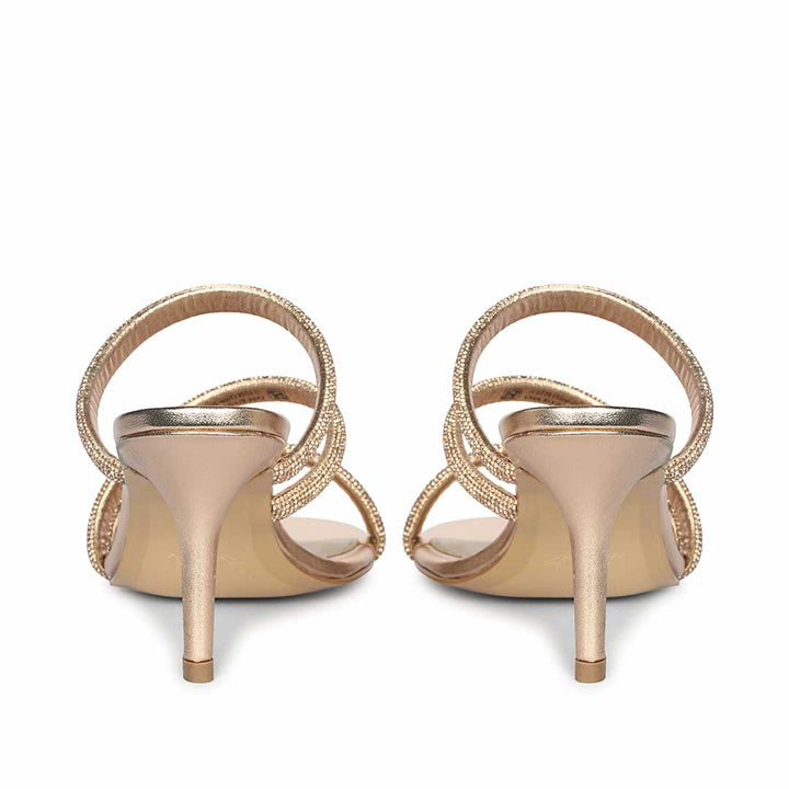 Saint Layla Crystal Cord Rose  Gold Leather Stilettos