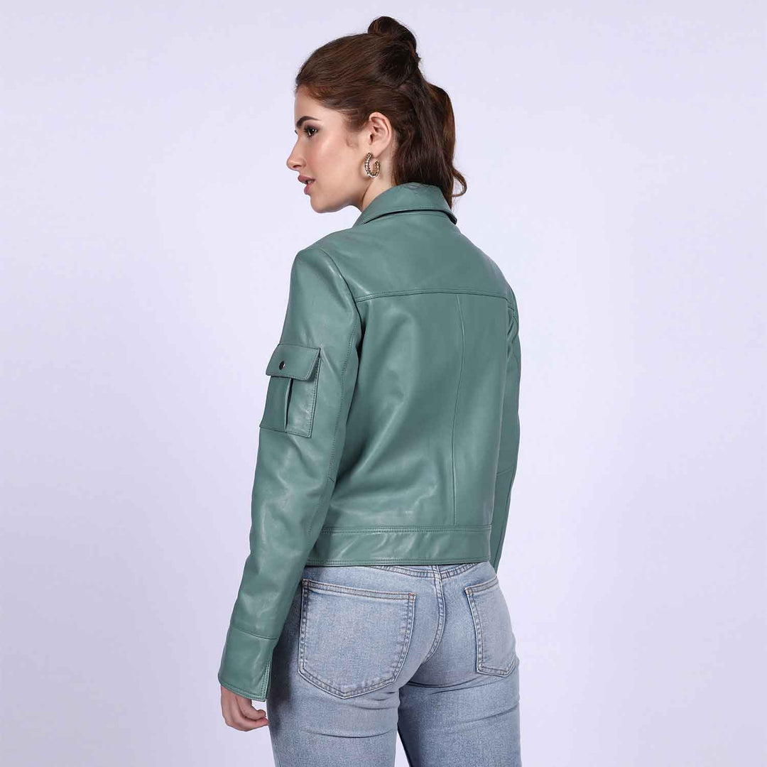 Saint Amory Women Green Leather Jackets