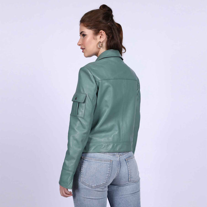 Saint Amory Women Green Leather Jackets