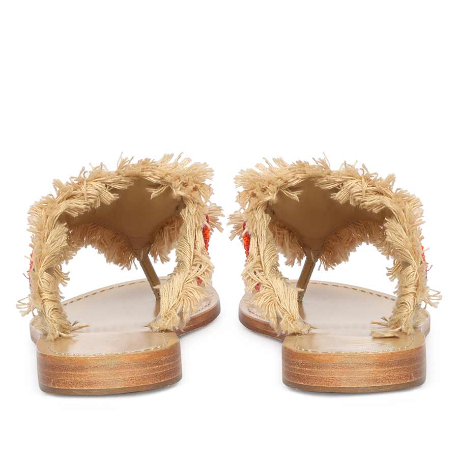 Saint Flora Coral Hand-Embroidered Leather Flats