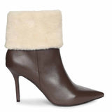 Saint Solveig Fur Cuff Brown Leather Ankle Boots