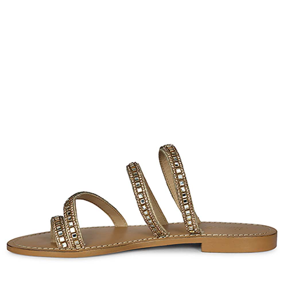 Saint Amber Stone Gold Leather Flats