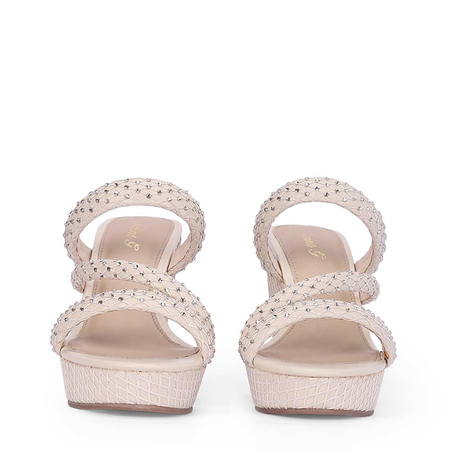 Saint Roxie Strass Cord Off White Wedges