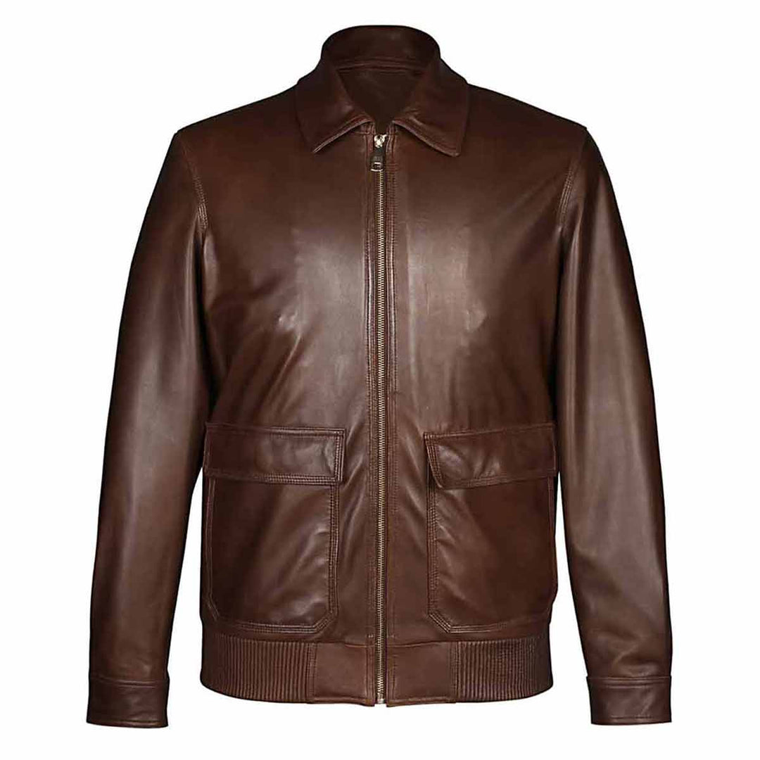 Saint Marc Men's Chocolate Leather Racer Jackets