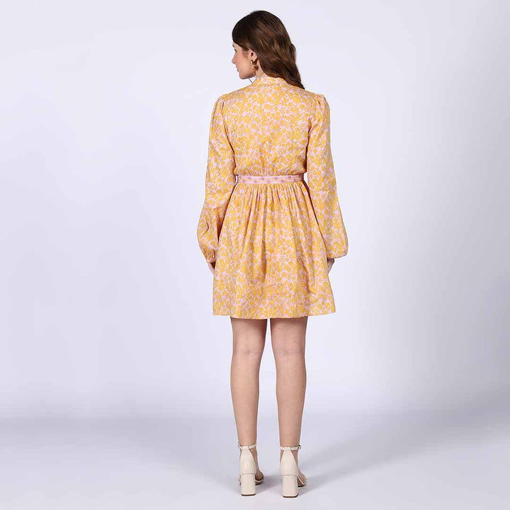 Saint Alessia Yellow Multicolour Cotton Voile Dress