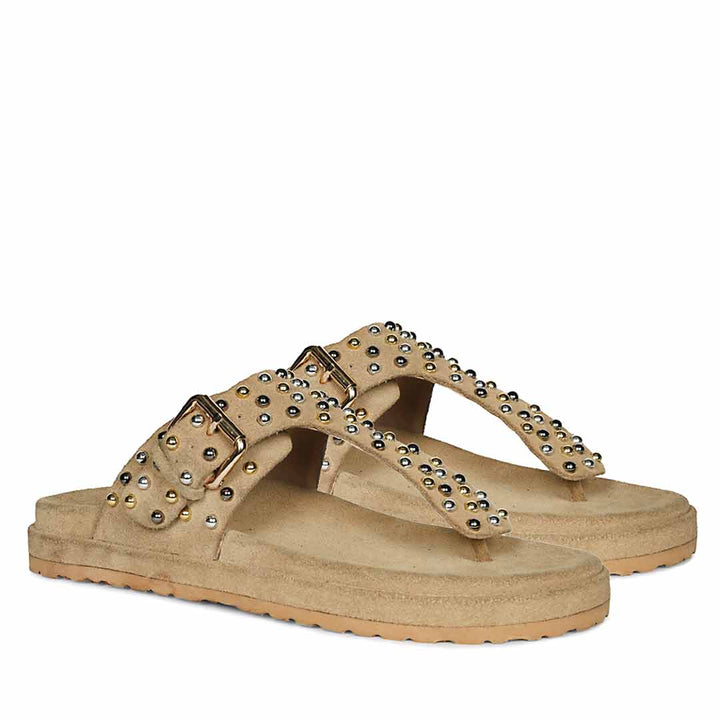 Saint Cappuccino Suede Leather Footbed Sandals