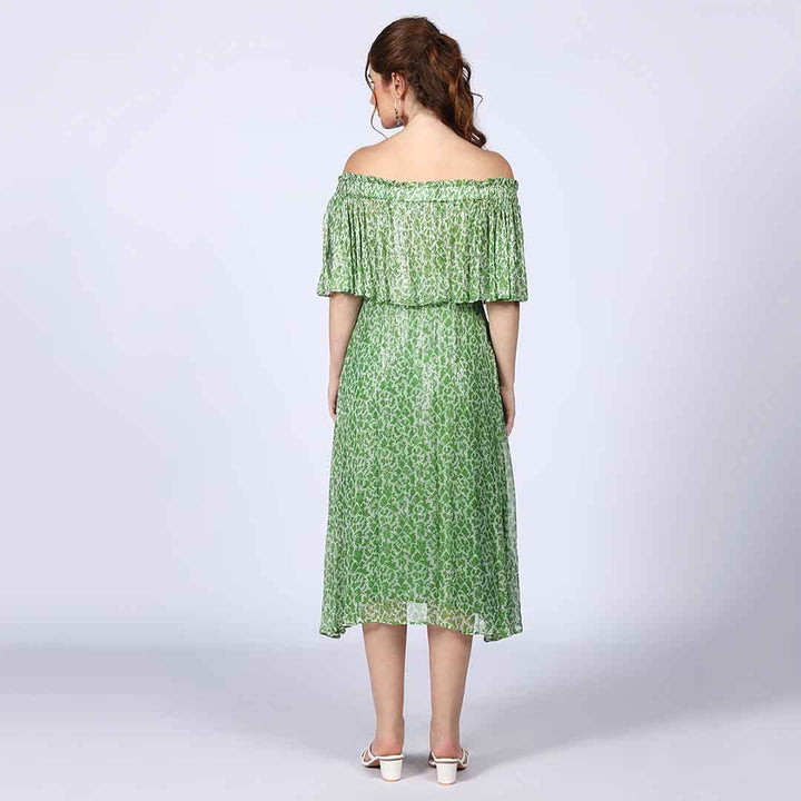 Saint Willow Green off- Shoulder Midi Dress