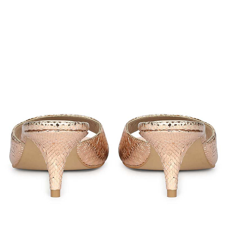 Saint Lorelei Gold Snake Embossed Kitten Heels