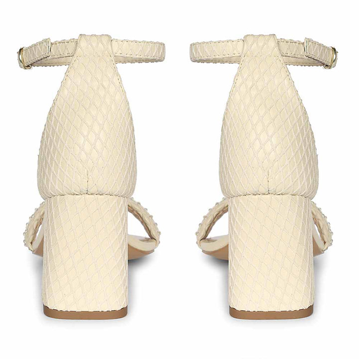 Saint Verona Off White Vegan Leather Block Heels