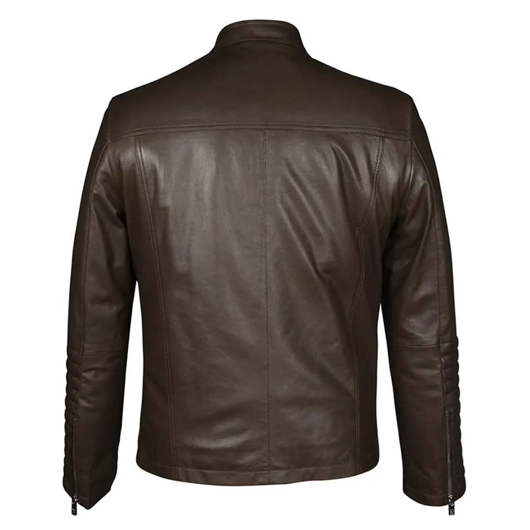 Vintage Style Brown Leather Jacket Men