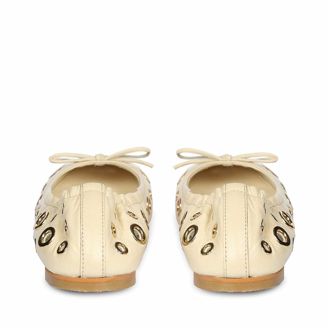 Saint Rovella Off White Eyelet Ballet Flats