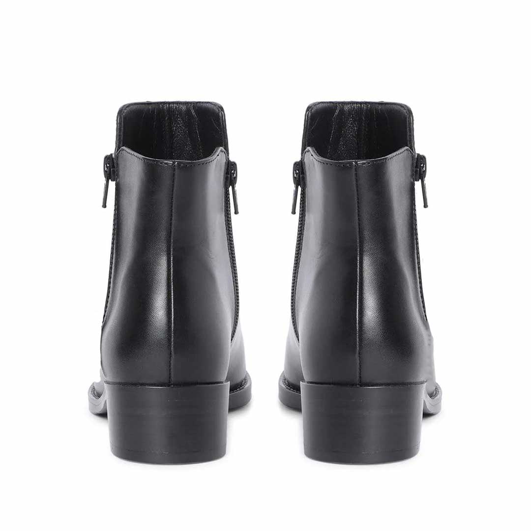 Saint Imelda Black Leather Handcrafted Side Zippers Ankle Boots