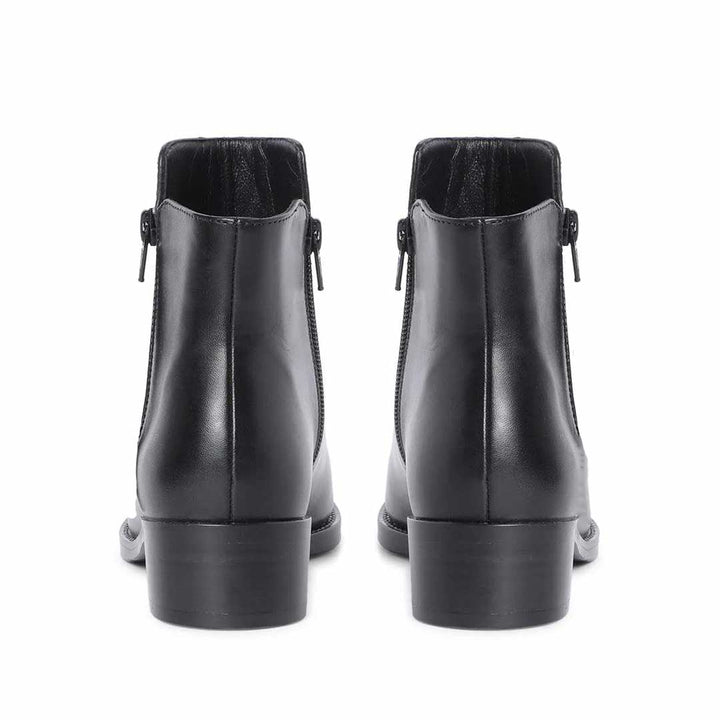 Saint Imelda Black Leather Handcrafted Side Zippers Ankle Boots